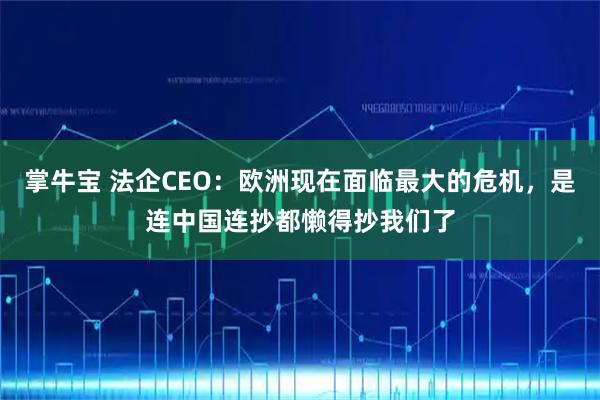 掌牛宝 法企CEO：欧洲现在面临最大的危机，是连中国连抄都懒得抄我们了